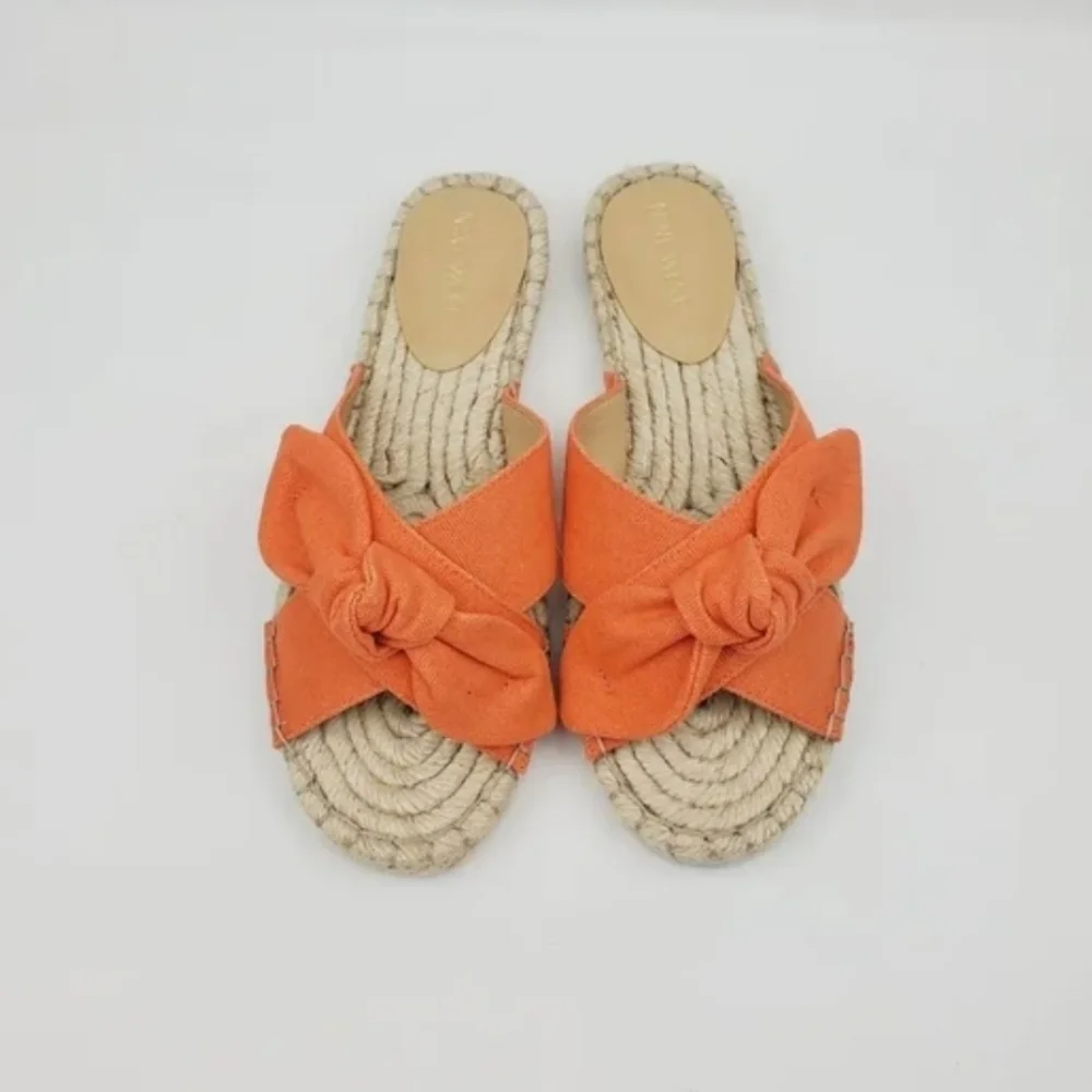 Nine west Brielle orange bow espadrille slide Sandals
